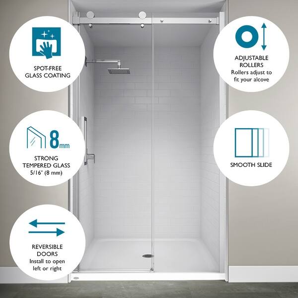 Jacuzzi 79" High x 60" Wide Sliding SemiFrameless Shower Door with